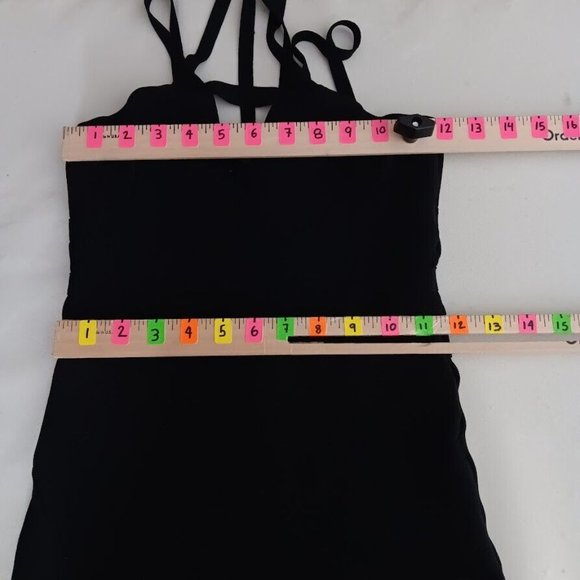 y2k BeBe Bandage dress Black SMALL Mini Strappy Exposed Zip Party Dress - Picture 4 of 11